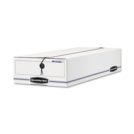 Bankers Box Bankers Box, 10-1/2x4-1/2x23-1/4, PK12, 11" W, 24" D, 5" H, Two Flaps Closure, White/Blue 00005
